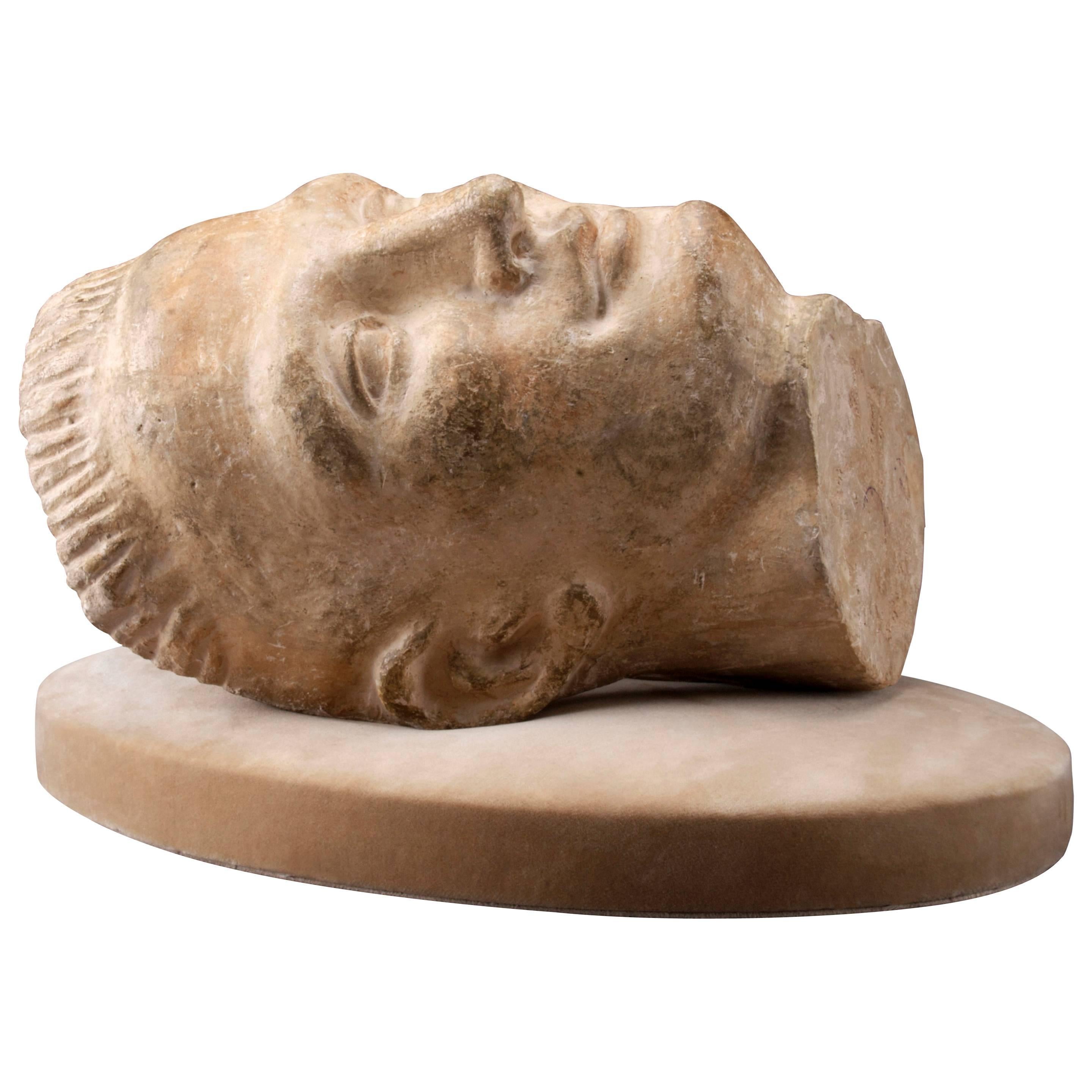 A French Patinated Plaster Sculpture of a Young Man's Head For Sale
