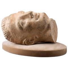 A French Patinated Plaster Sculpture of a Young Man's Head