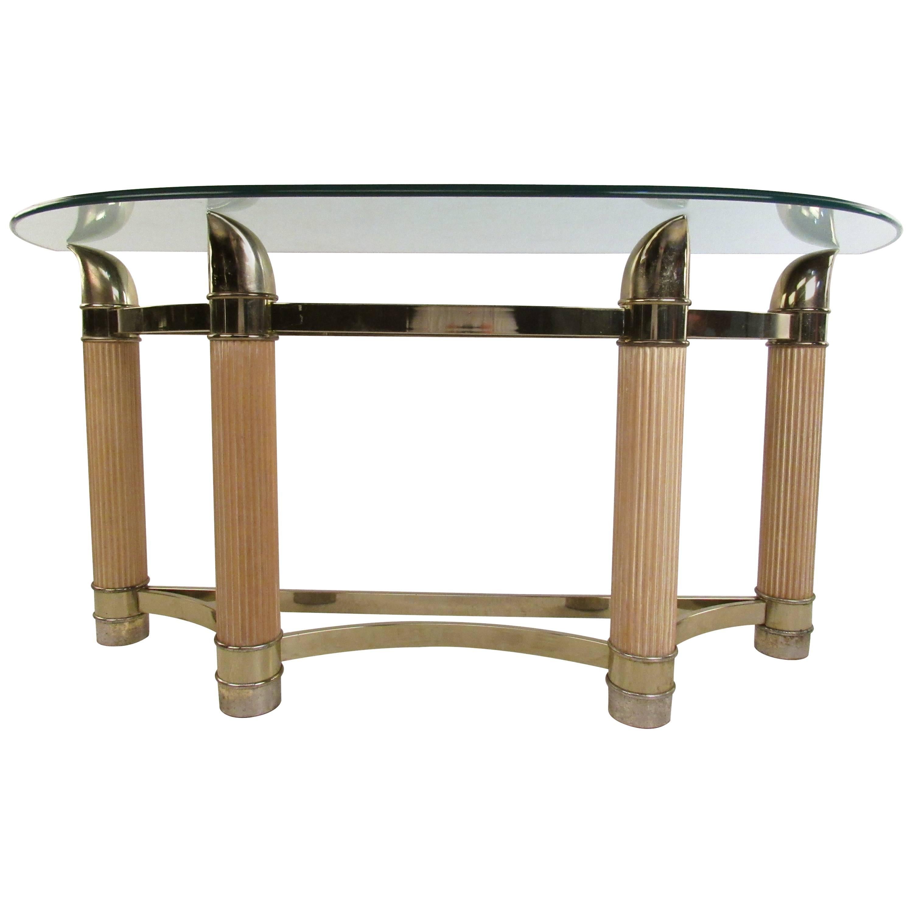 Vintage Modern Demilune Console Table For Sale