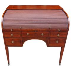 English Mahogany Tambour Satinwood Inlaid Writing Desk, Circa 1780 2