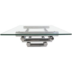 Mid-Century Modern Chrome Coffee Table in the Style of Paul Mayen