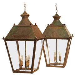 French Hanging Lanterns in Original Paint 5