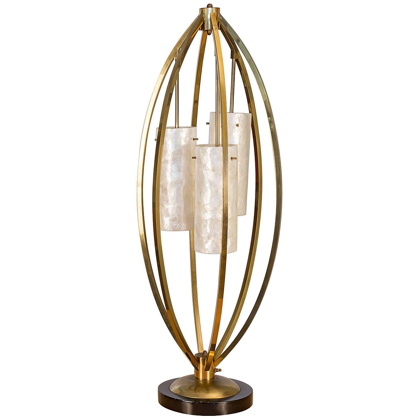 Brass and Capiz Shell Table Lamp