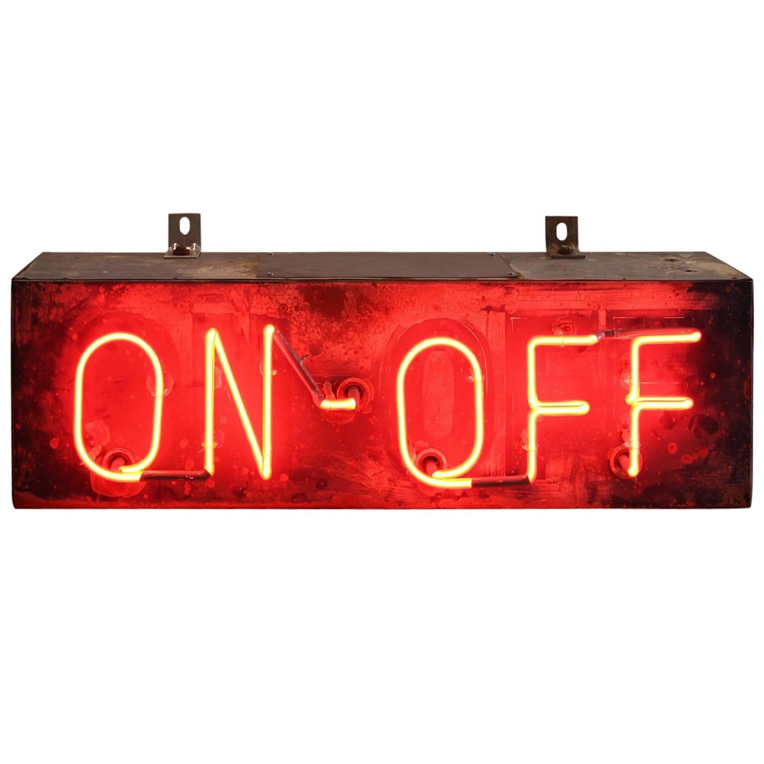 1930s Bar ON-OFF Neon Sign For Sale