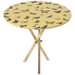 Fornasetti Butterfly Table with Brass Base 1950, 1970 Mid Century Italian