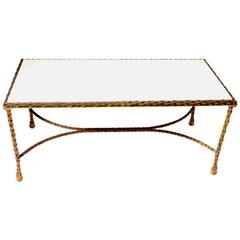 Vintage Coffee Table in Gilt Bronze by Maison Baguès