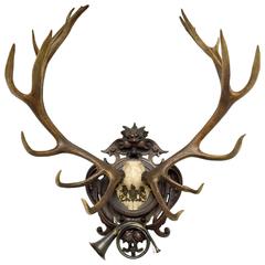 19th C. Red Stag Trophy from Kaiser Wilhelm's Eulenburg Hunt W/ Hanovarian Crest