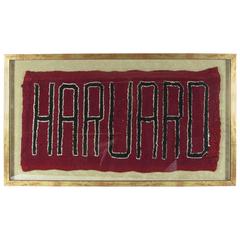 Vintage/Antique Americana Harvard University Hooked Rug Wall Hanging 8