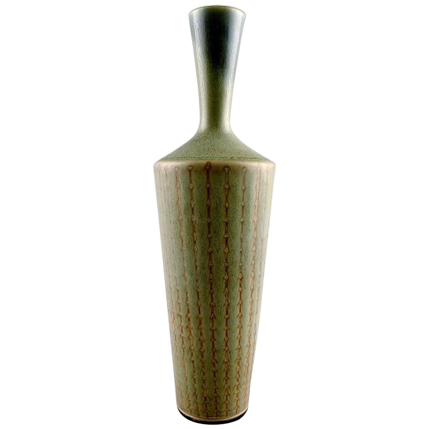 Berndt Friberg Studio Hand Art Pottery Vase with a Narrow Neck, 1964 For Sale