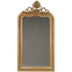 Antique French Louis Philippe Louis XVI Gold Leaf Mirror, circa 1890 