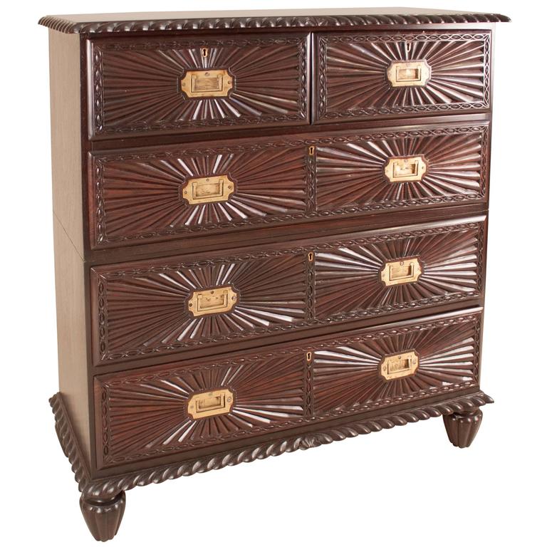 Anglo Indian Rosewood Sunburst Chest Of Drawers At 1stdibs