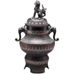 Retro Japanese Meiji Period Cloisonne Bronze Censer