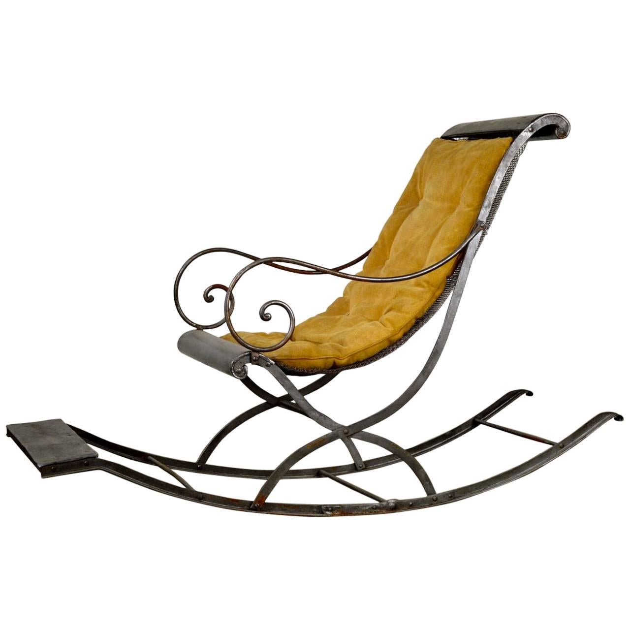 Rocking Chair Metal, French, circa 19th Century For Sale
