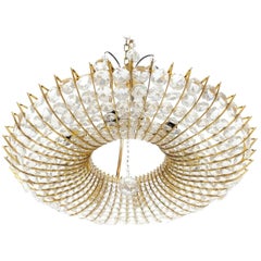 Beautiful and Large, Brass and Glass Chandelier in the style of  Lobmeyr