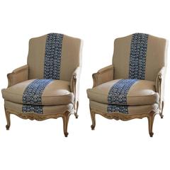 Large Pair of 18th Century French Painted Armchairs in the Original Paint