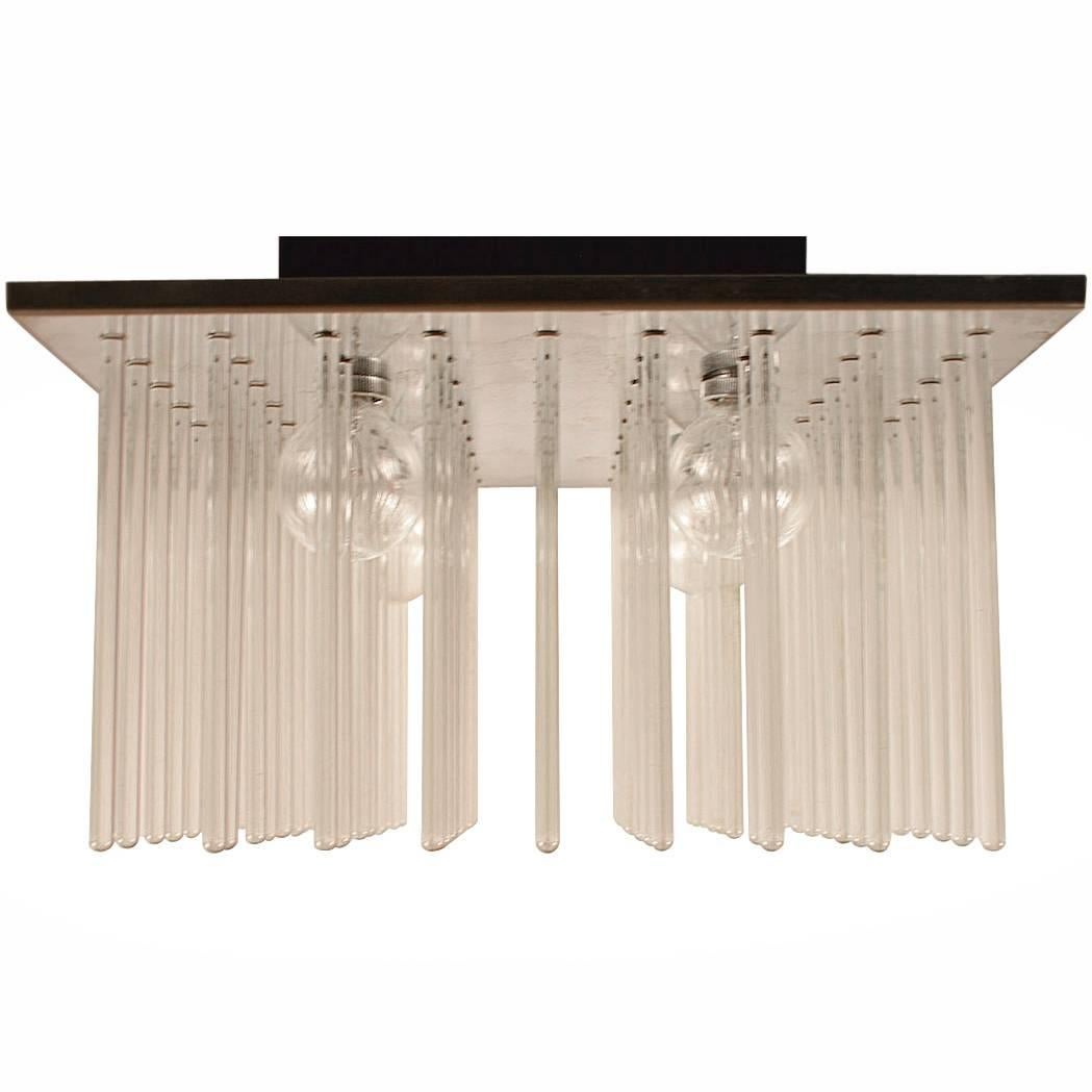 Set of Three Matching "Cascade" Glass Rod Chandeliers by Lightolier