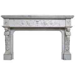 Antique French Renaissance Style Marble Fireplace Mantel 12