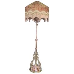 Antique Victorian Brass and Copper Extendable Standard Lamp