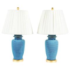 Pair of Goyard Porcelain Ginger Jar Lamps