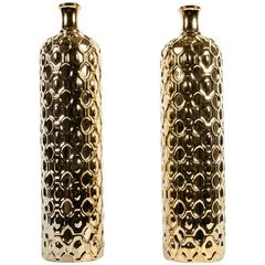 Mid-Century Art Deco Pair of Tall Gold Decorative Pieces