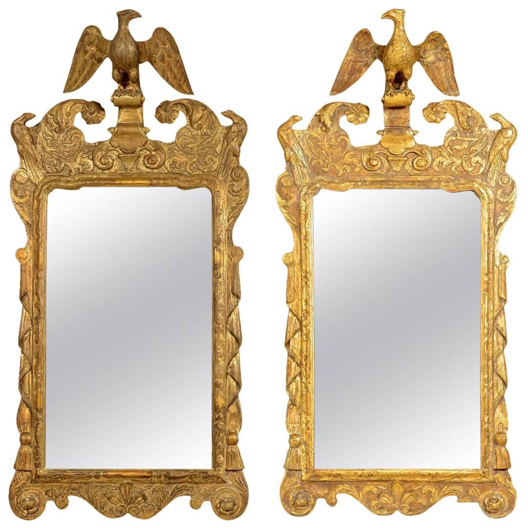 Pair of George II Giltwood Mirrors with Eagles
