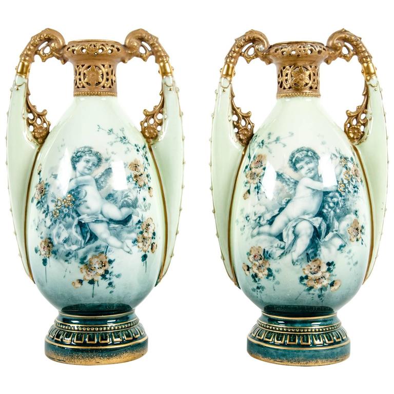 Vintage Pair of European Decorative Vases / Piece at 1stdibs