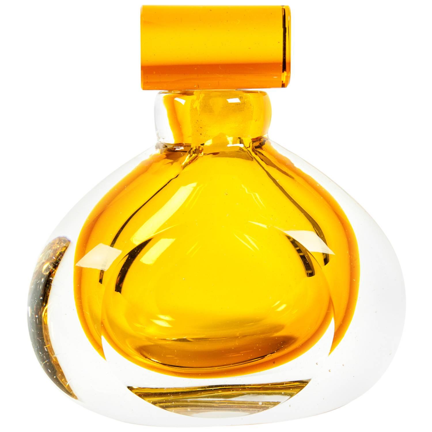 Vintage Amber Crystal Decorative Perfume Bottle