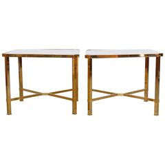 Pair of Maison Jansen Style Gold-Plated Coffee Tables