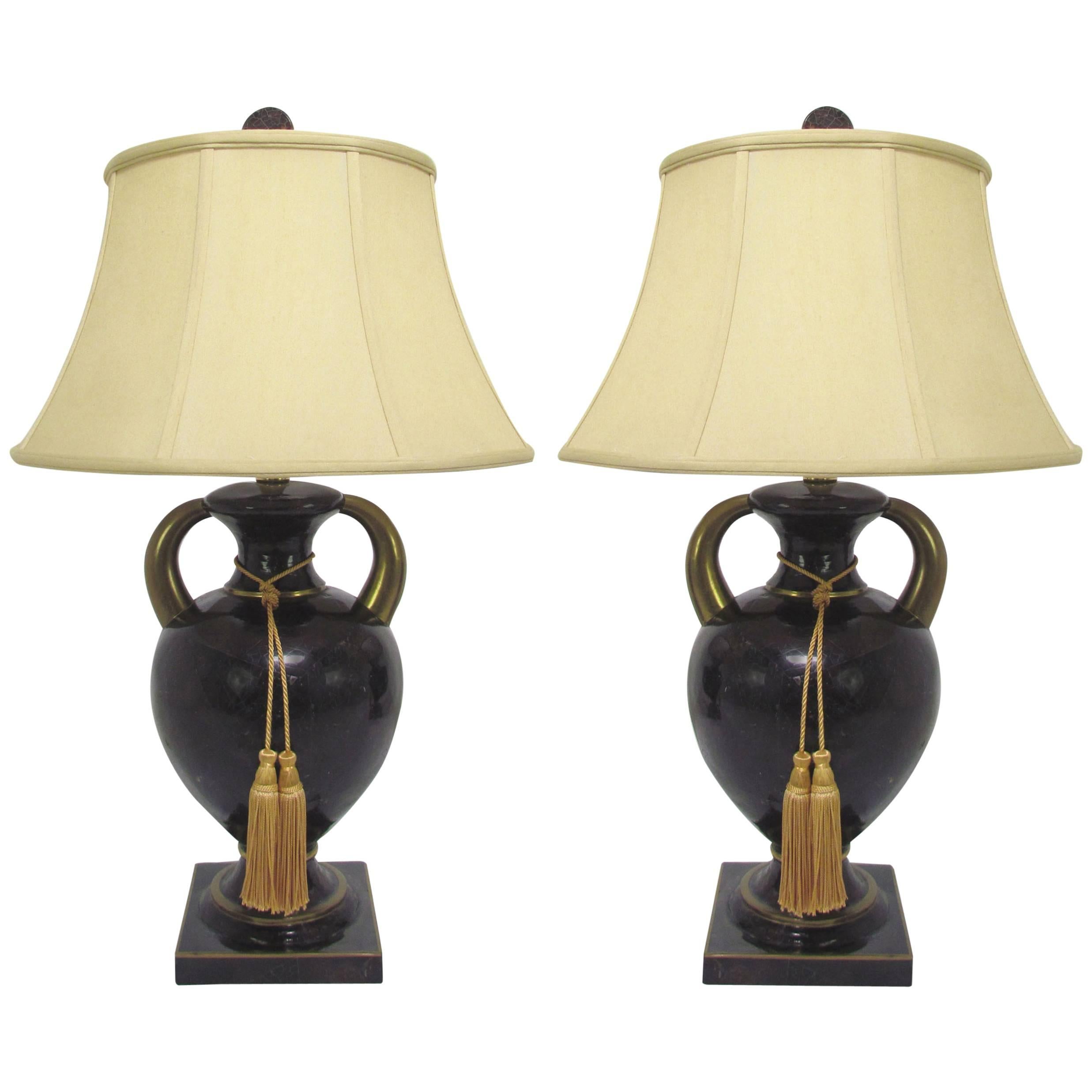 Pair of Table Lamps in Tessellated Horn by Maitland-Smith