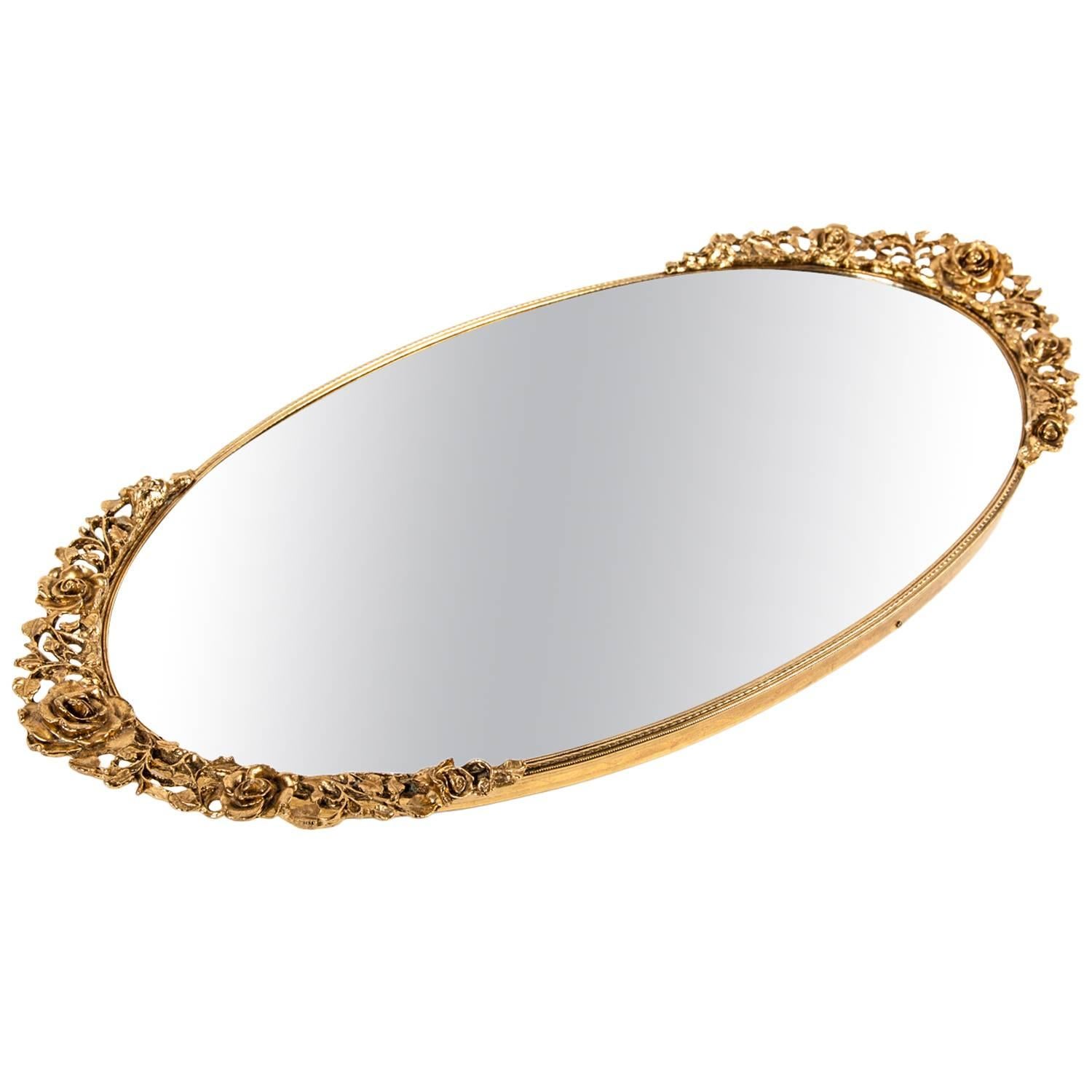 Vintage Gilded Oval Vanity Mirror