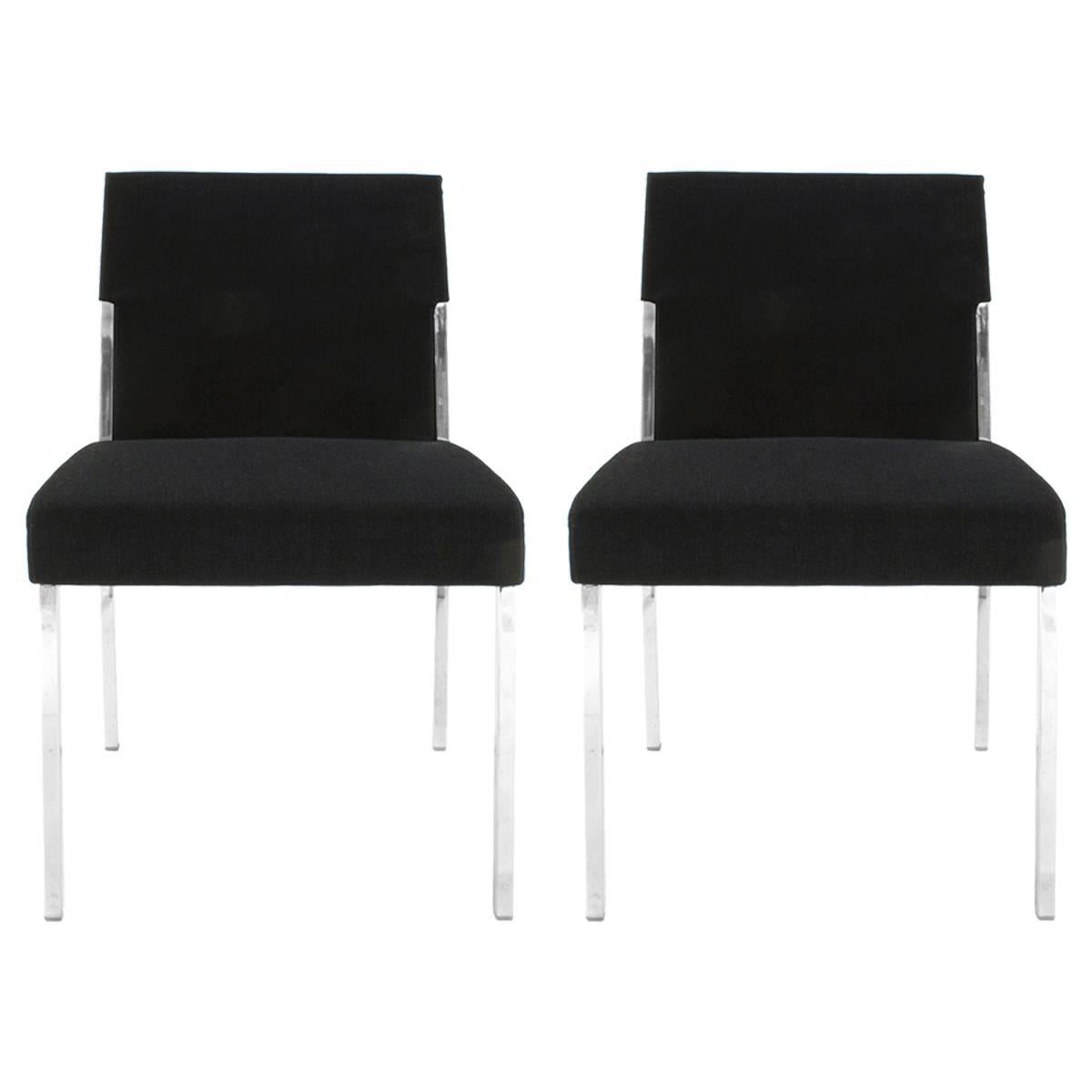 Moroso Black Steel Side Dining Chair by Enrico Franzolini, Italy For Sale