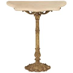 French Petite Marble and Cast Iron Console Table