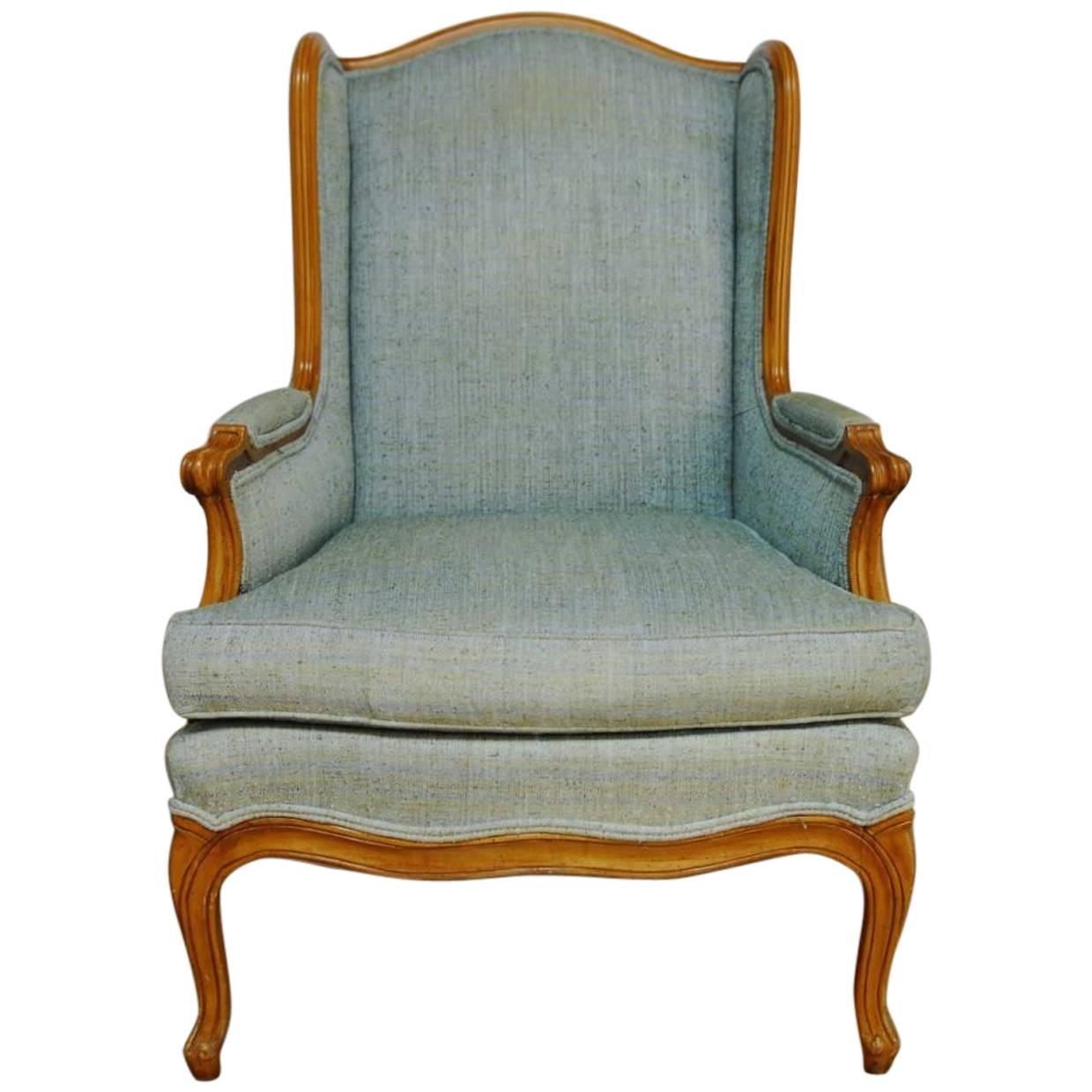 Louis XV Style French Linen Wingback Chair
