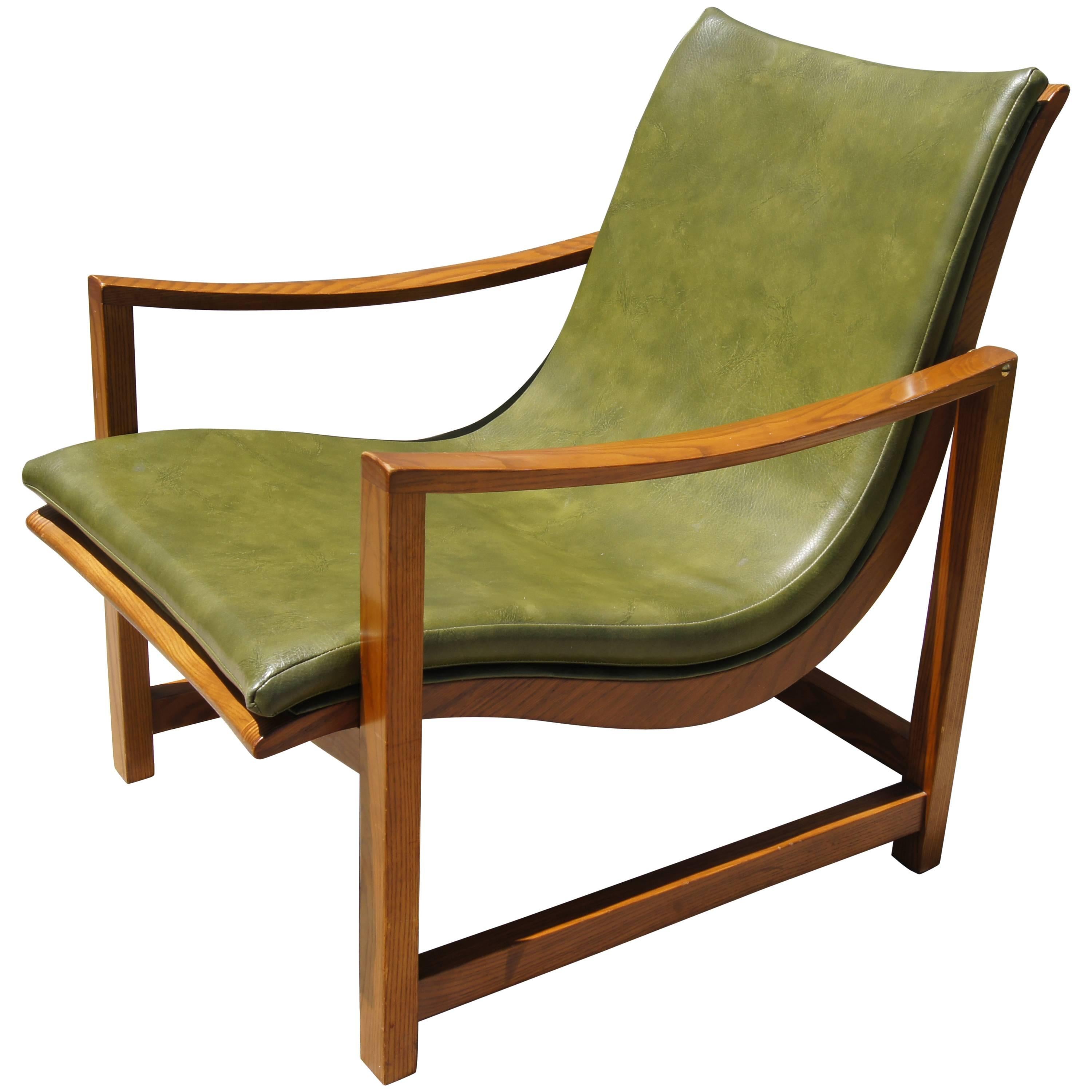 Leather-Embossed Ash Lounge Chair by Edward Wormley for Dunbar