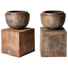 Vintage Pair of Cast Iron Urns