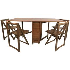 Retro Mid-Century Modern Drop-Leaf Table with Chairs