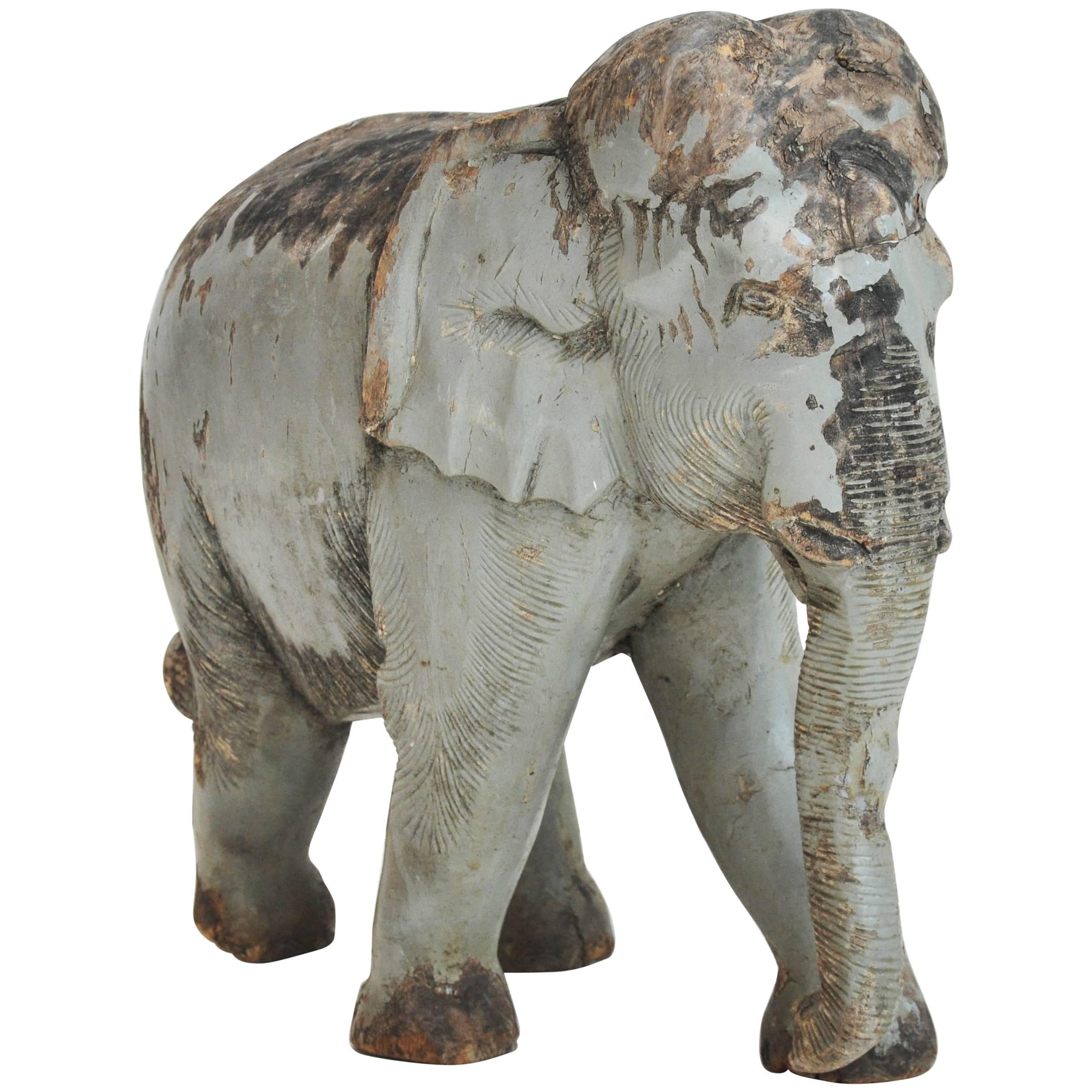Charming Vintage Carved Elephant