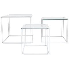 Modernist Wire Cube Nesting Tables 'Isocele' by Max Sauce, 1970s