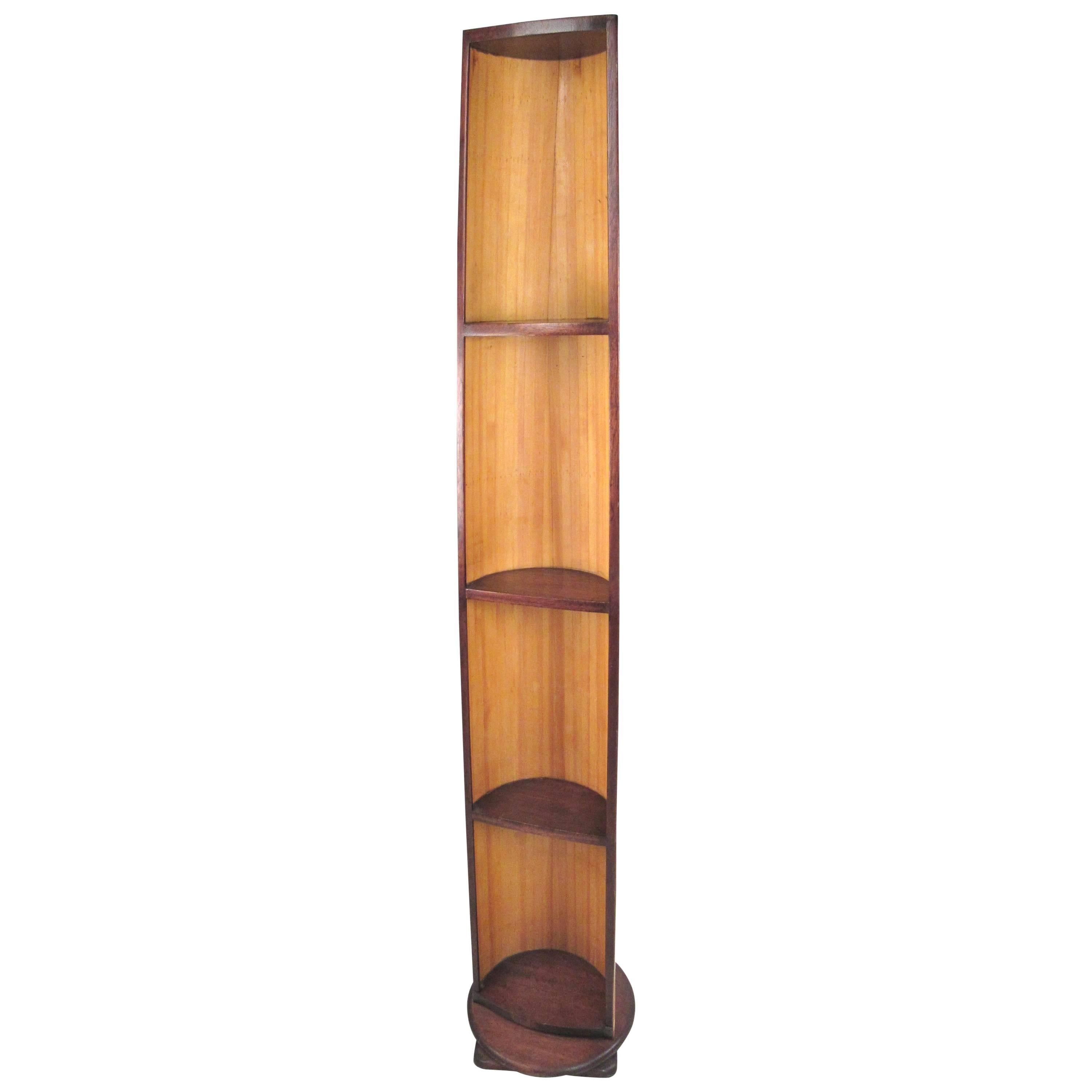 Vintage Bamboo Tiki Style Swivel Shop Display Shelf For Sale