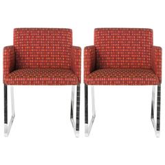 Pair of Patterned Moroso Stainless Armchair by Enrico Franzolini, Italy
