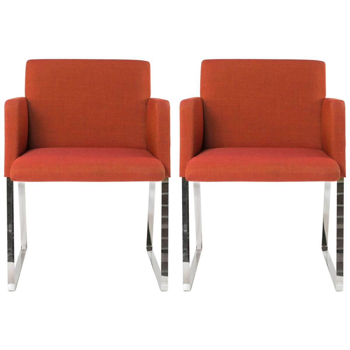 Red Moroso Stainless Dining Armchairs by Enrico Franzolini, Italy For Sale