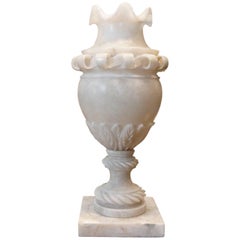 Late 19th Century French Grand Scale White Marble Urn