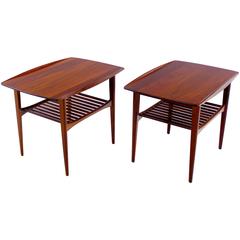 Pair of Danish Modern Solid Teak End Tables by Tove & Edvard Kindt-Larsen