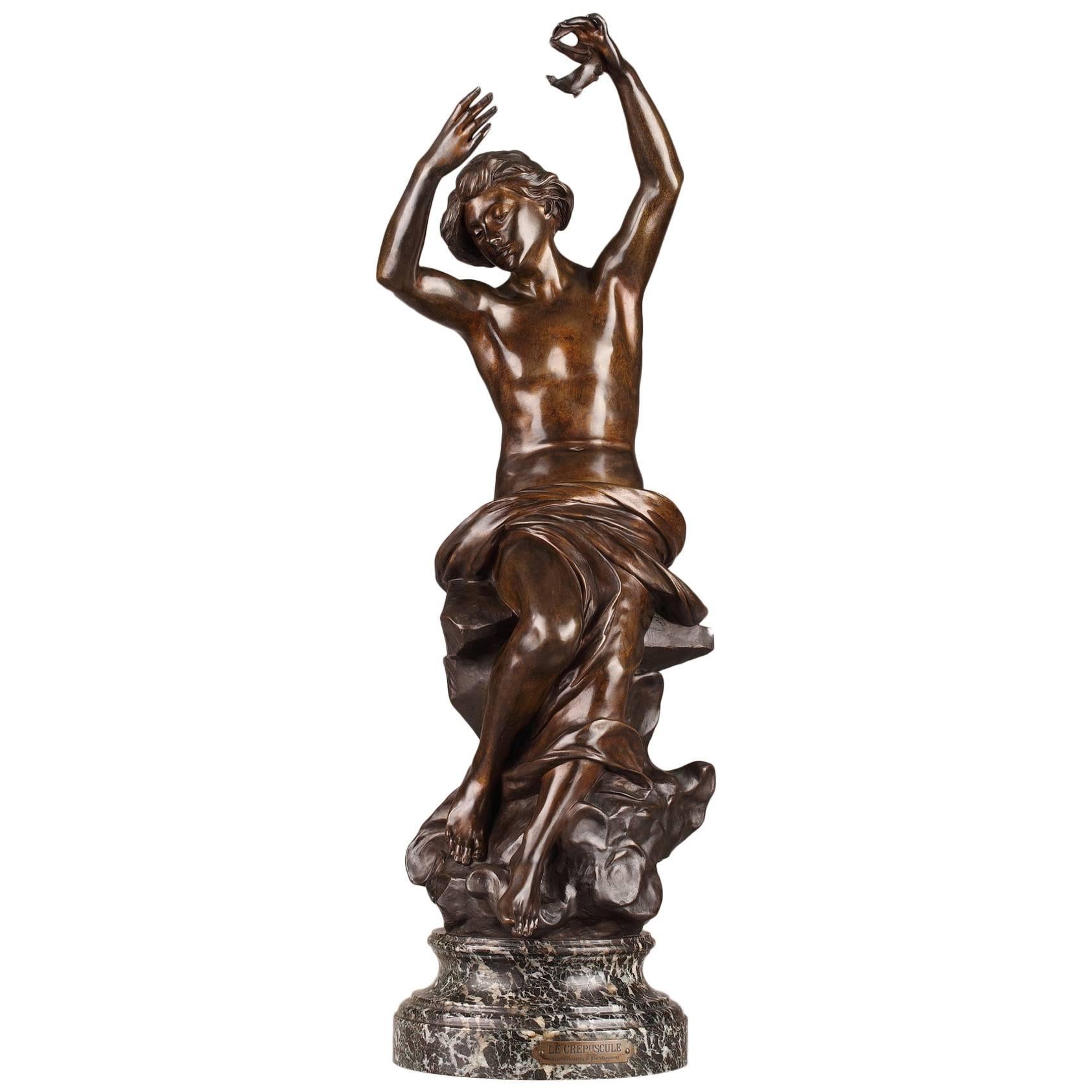 Le Crepuscule 'Twilight' by Luca Madrassi, Bronze Sculpture, Late 19th Century