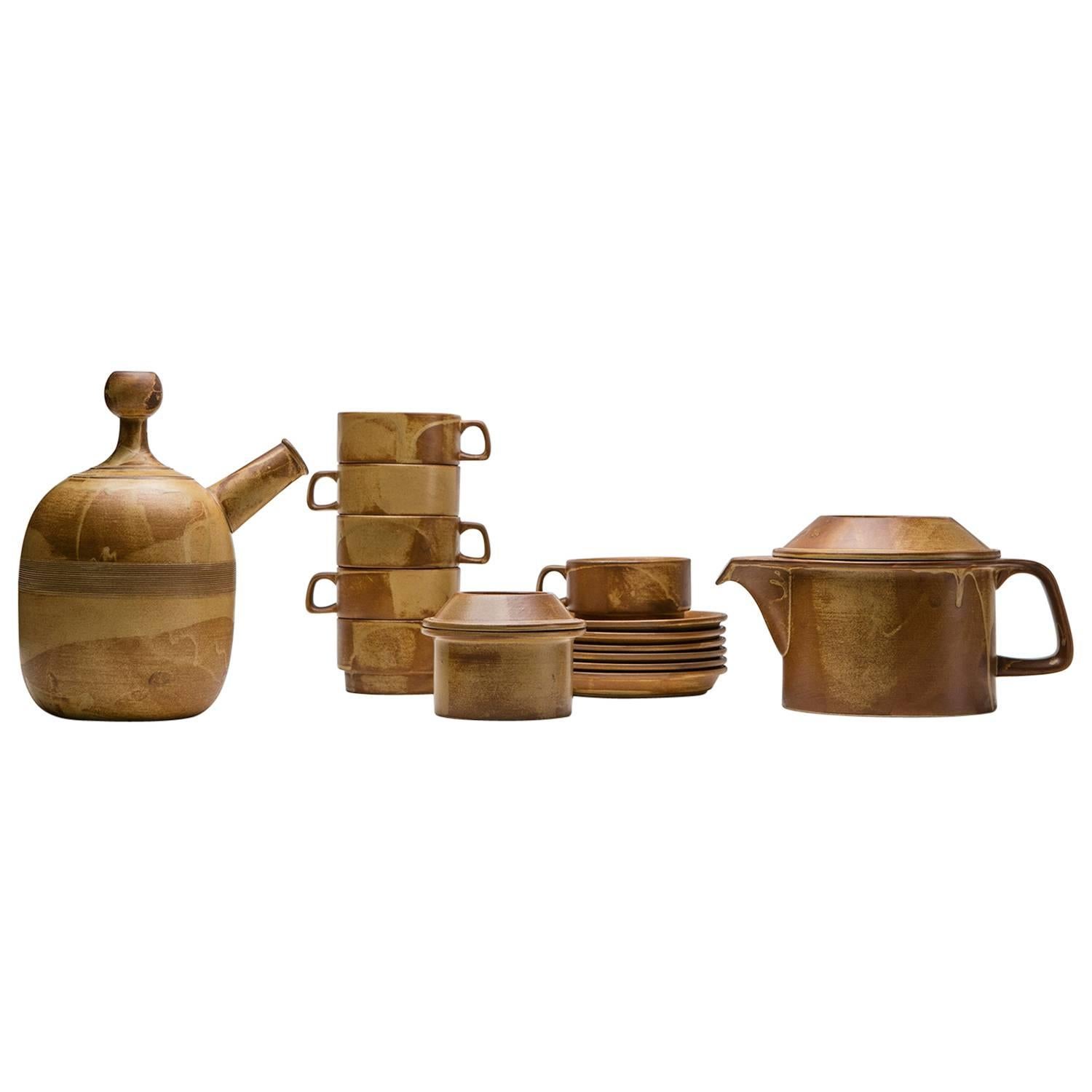 "Compact" Ceramic Tea Set by Ambrogio Pozzi for Ceramica Franco Pozzi, 1960s For Sale