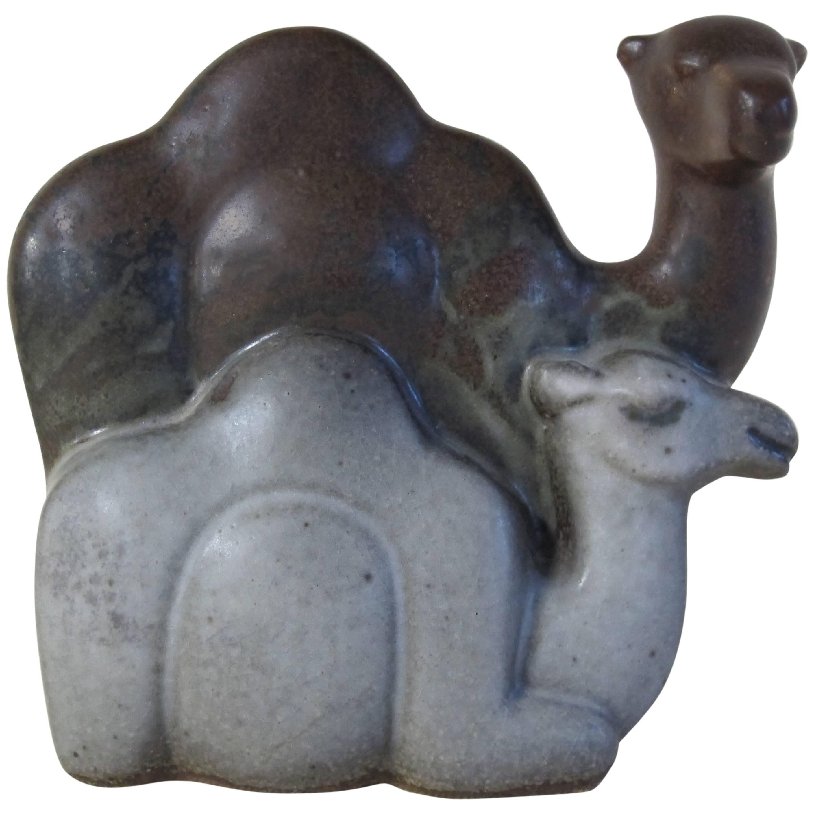 Stoneware Sculpture of Two Dromedary / Camels by Emy Roeder, 1952 For Sale