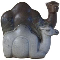 Stoneware Sculpture of Two Dromedary / Camels by Emy Roeder, 1952