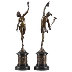 Pair of Bronzes After Jean De Boulogne "Fortune and Mercury"