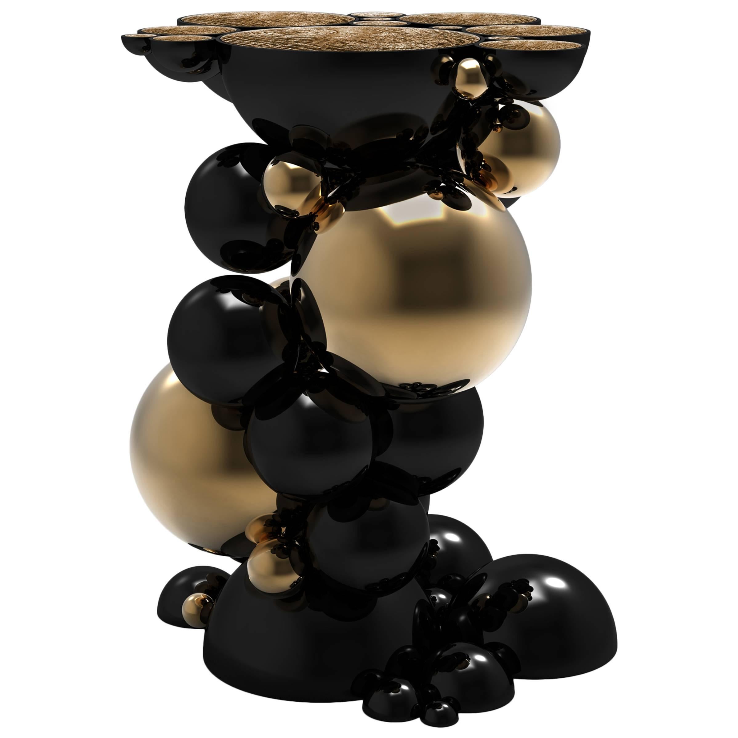 Spheres Side Table with Aluminium Black and Gold Spheres