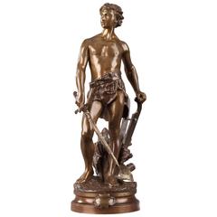 "Le Devoir" d'Adrien Etienne Gaudez:: Sculpture en bronze patiné:: 19ème siècle